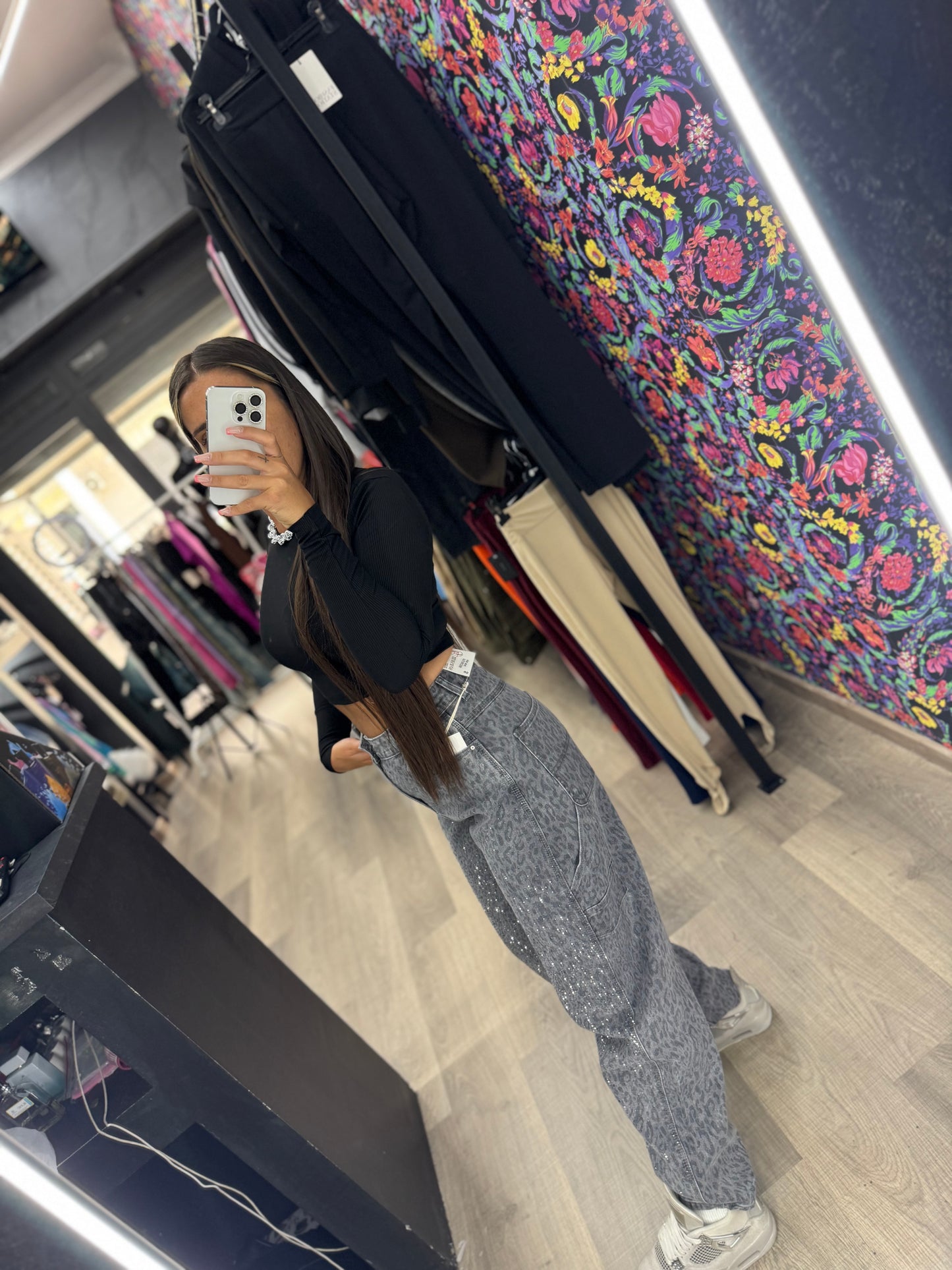 Jeans leopard diamond