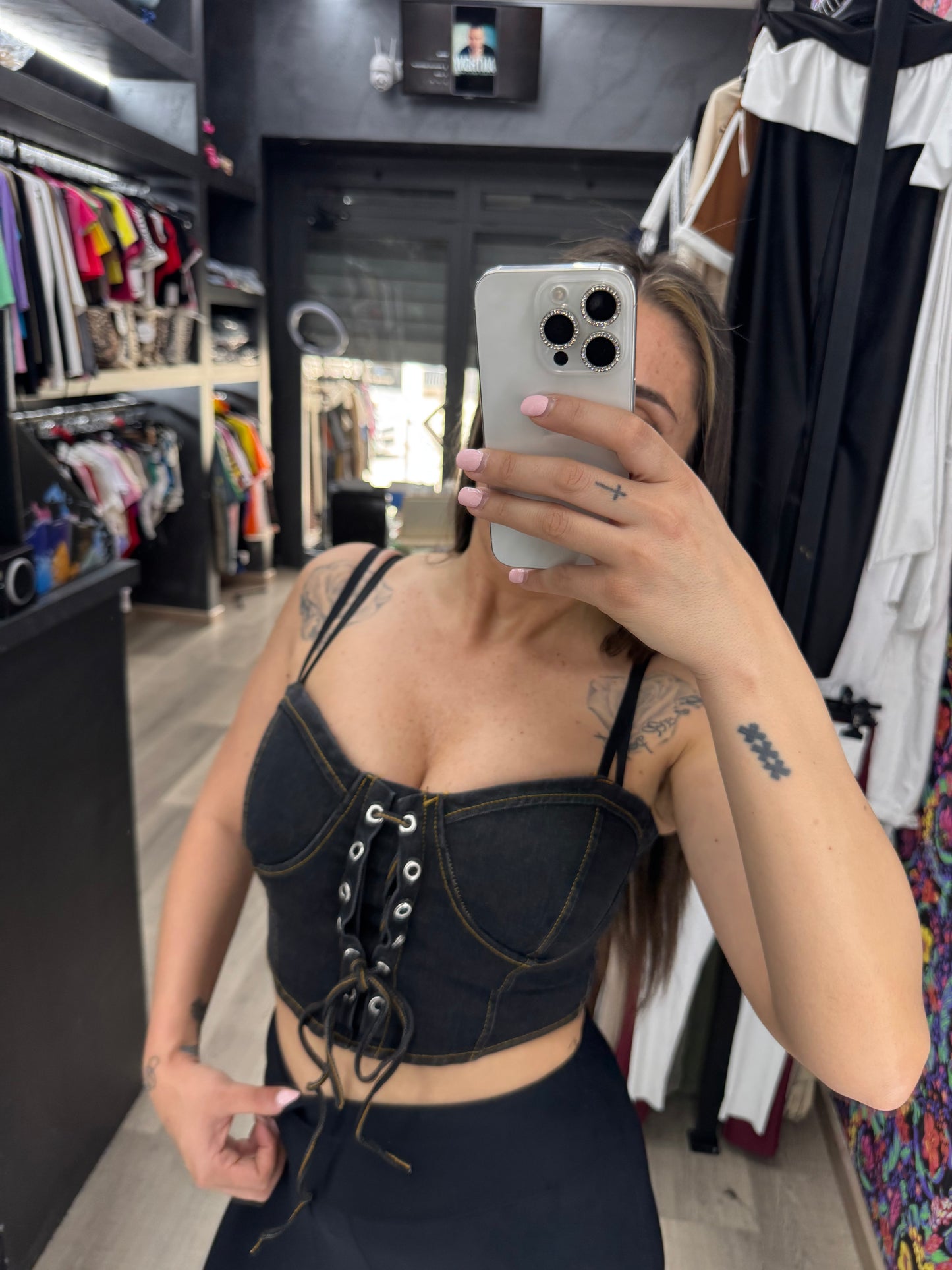 Corsetto in denim scuro 397