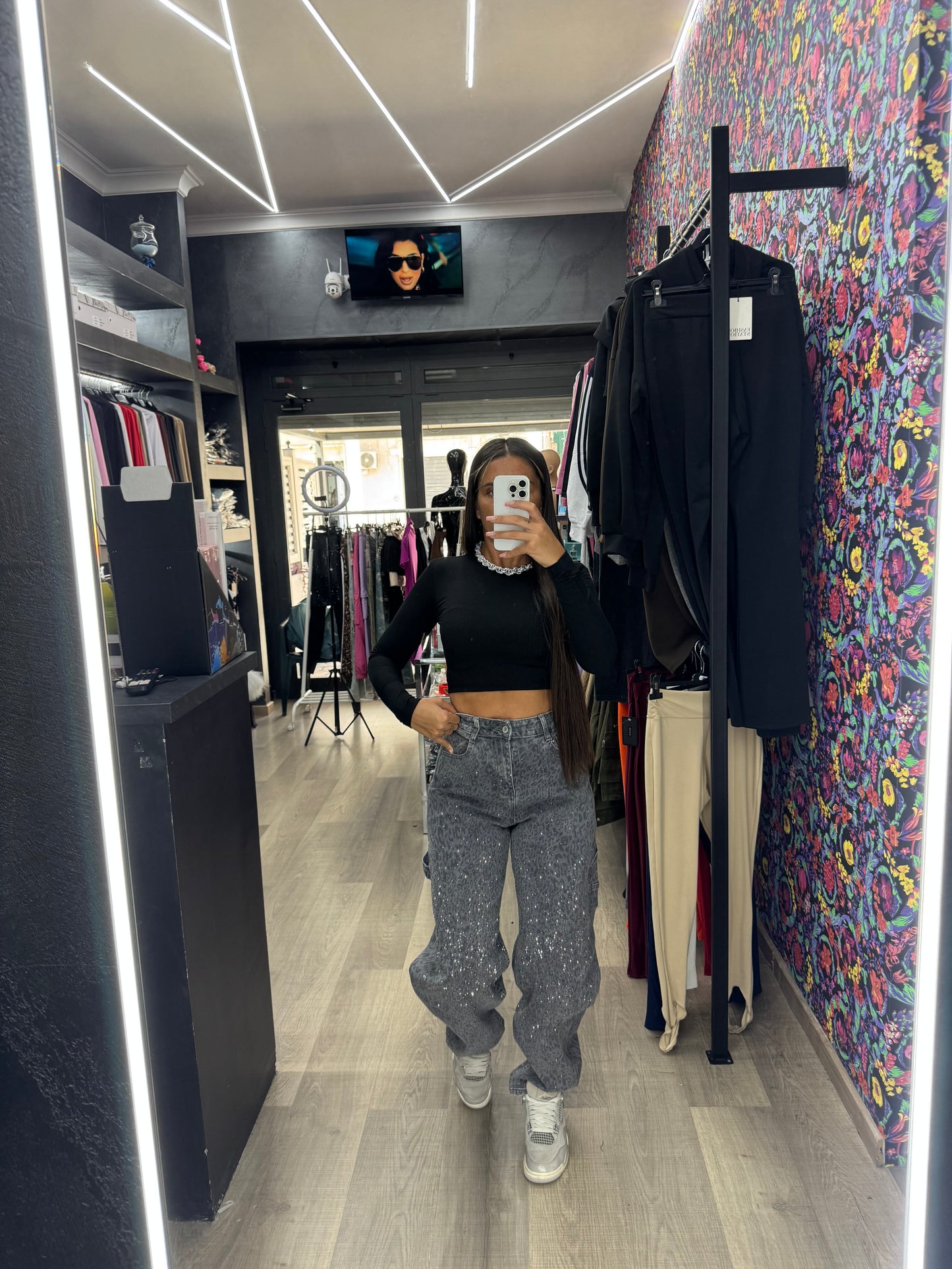 Jeans leopard diamond