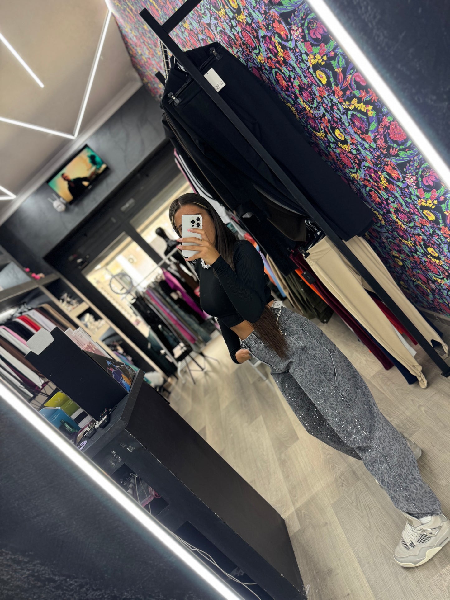 Jeans leopard diamond