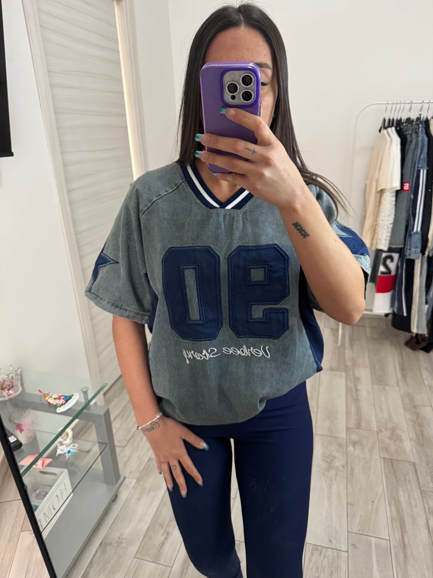 Maxi maglia denim basket