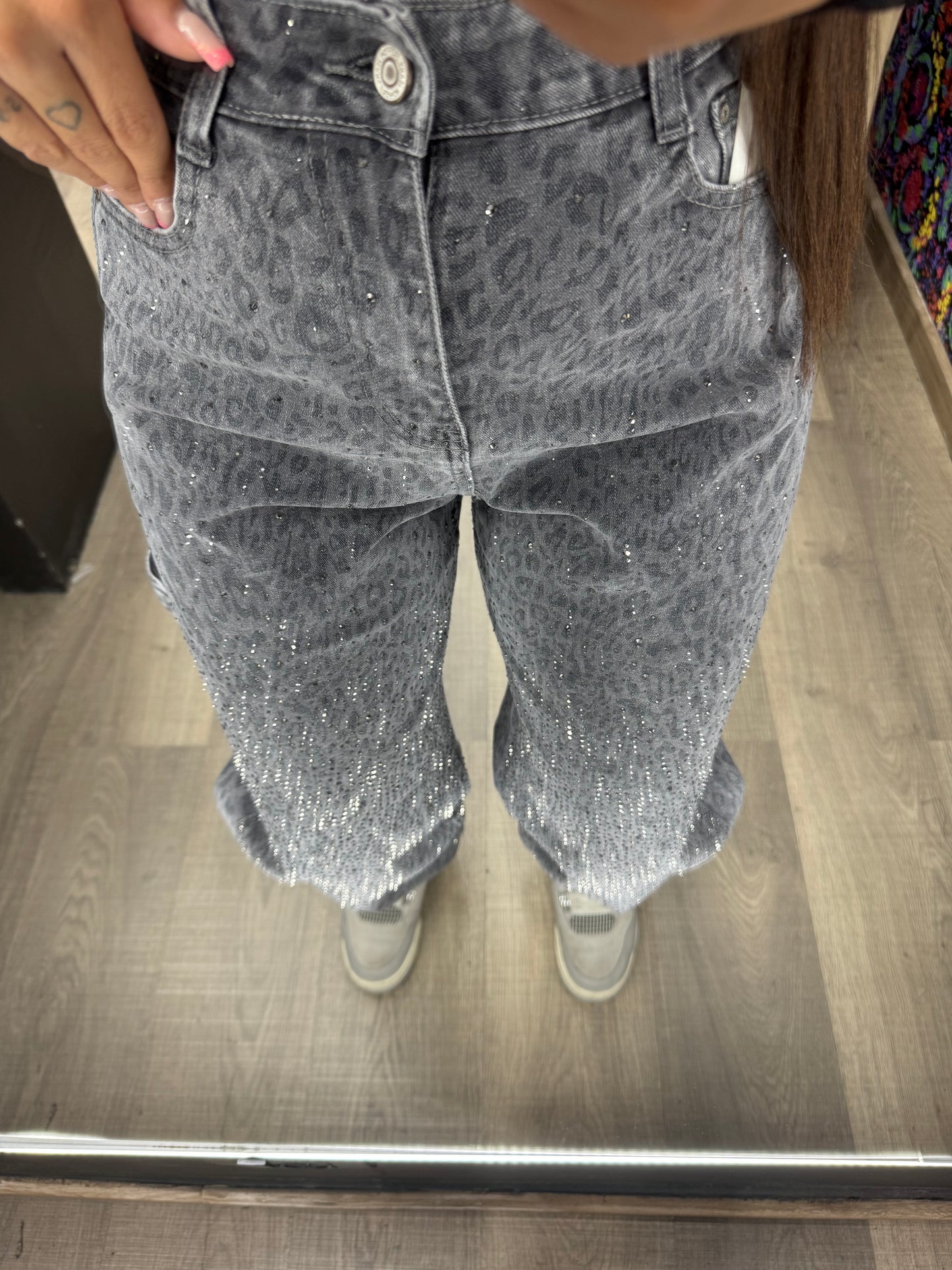 Jeans leopard diamond