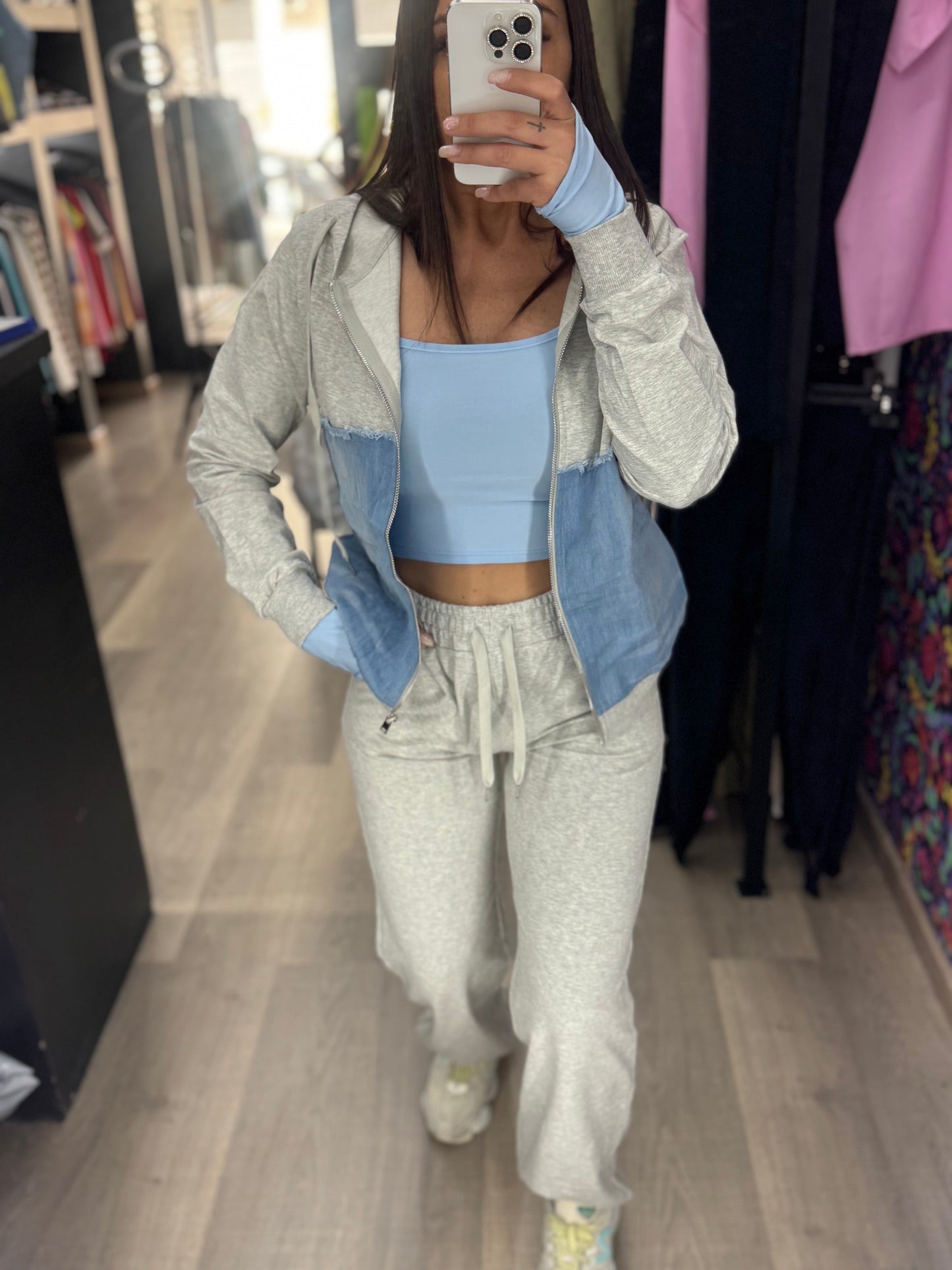 Tuta denim zip