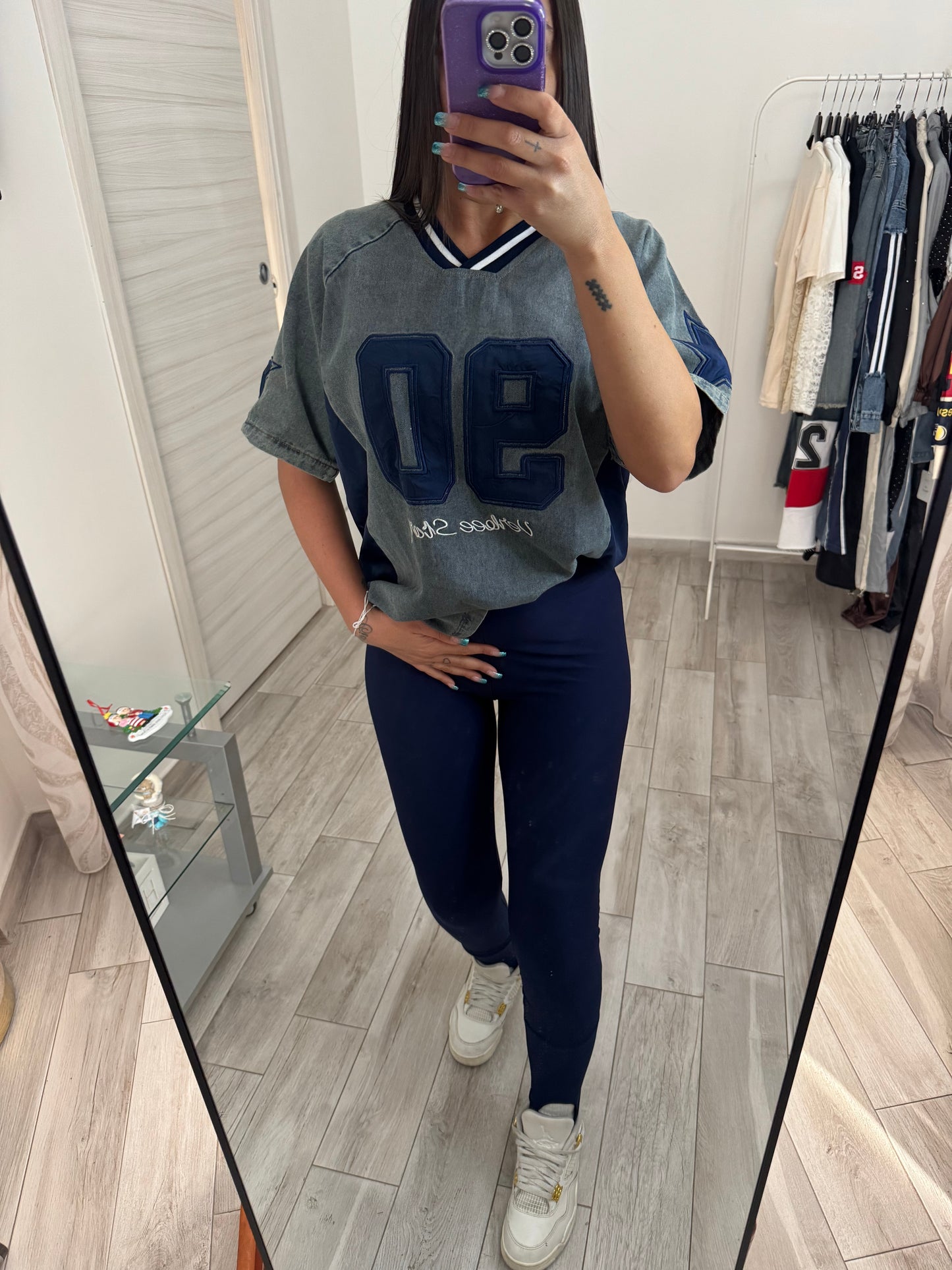 Maxi maglia denim basket