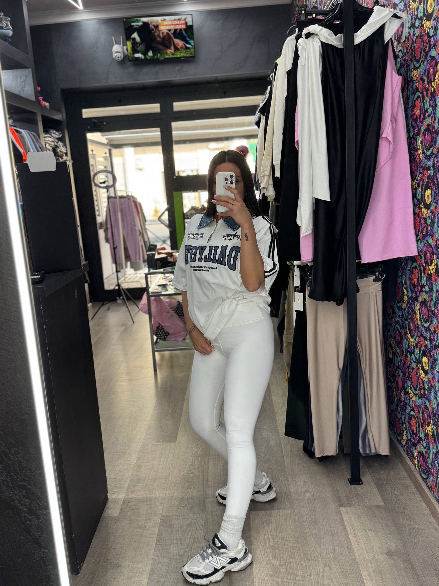 Magliettone colletto denim