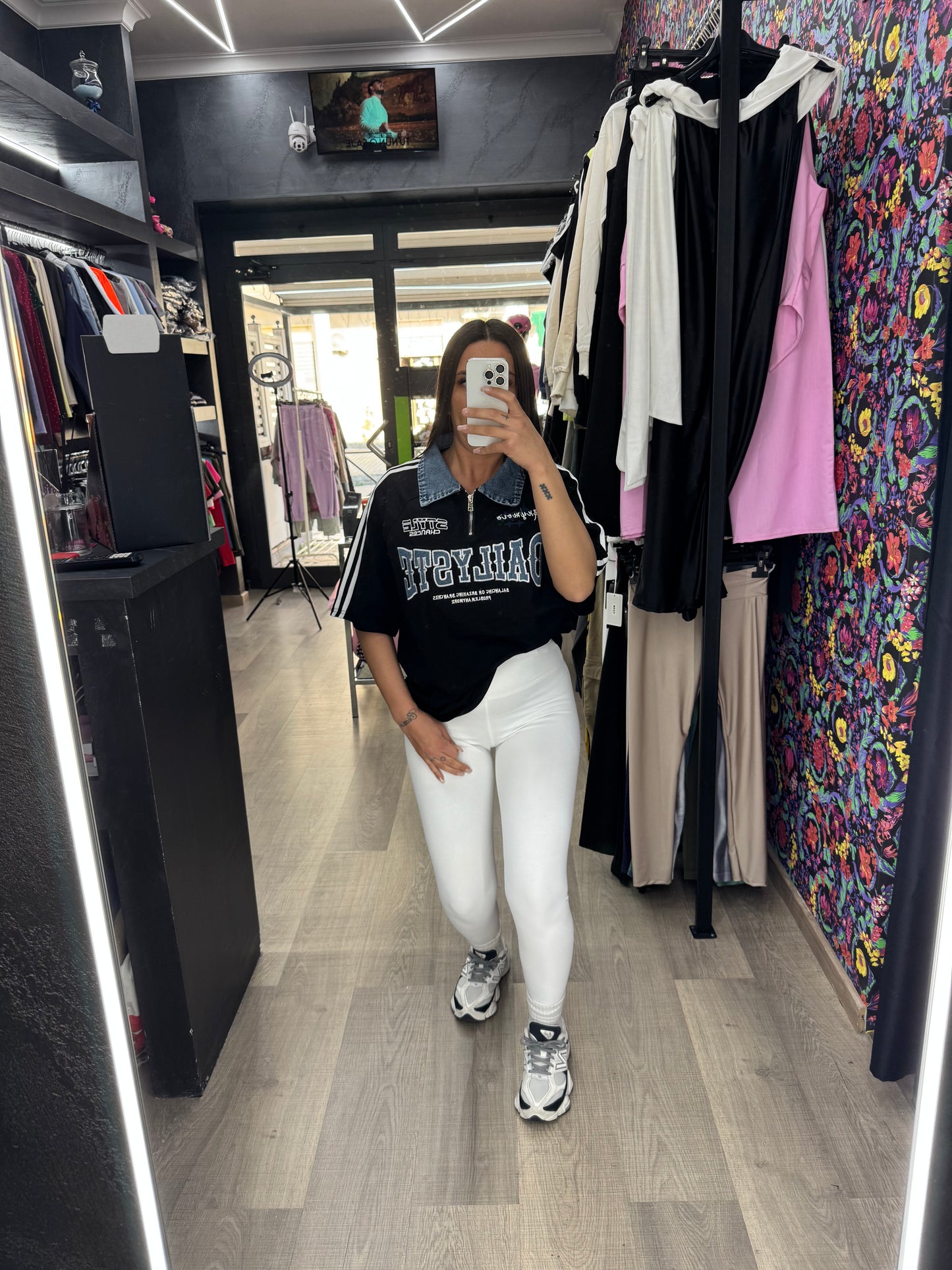 Magliettone colletto denim