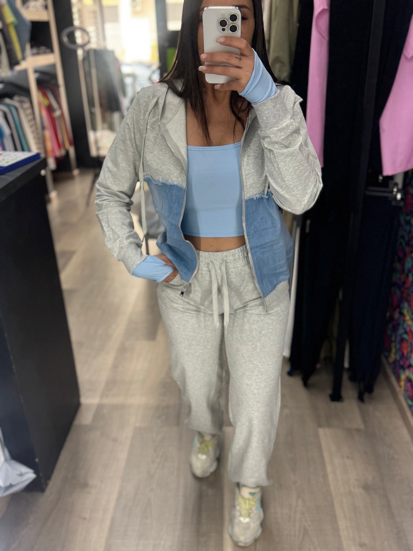 Tuta denim zip