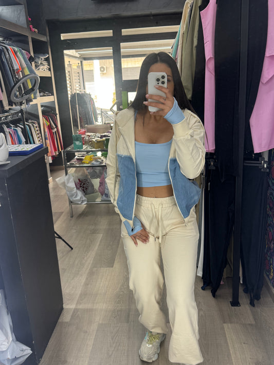 Tuta denim zip 160