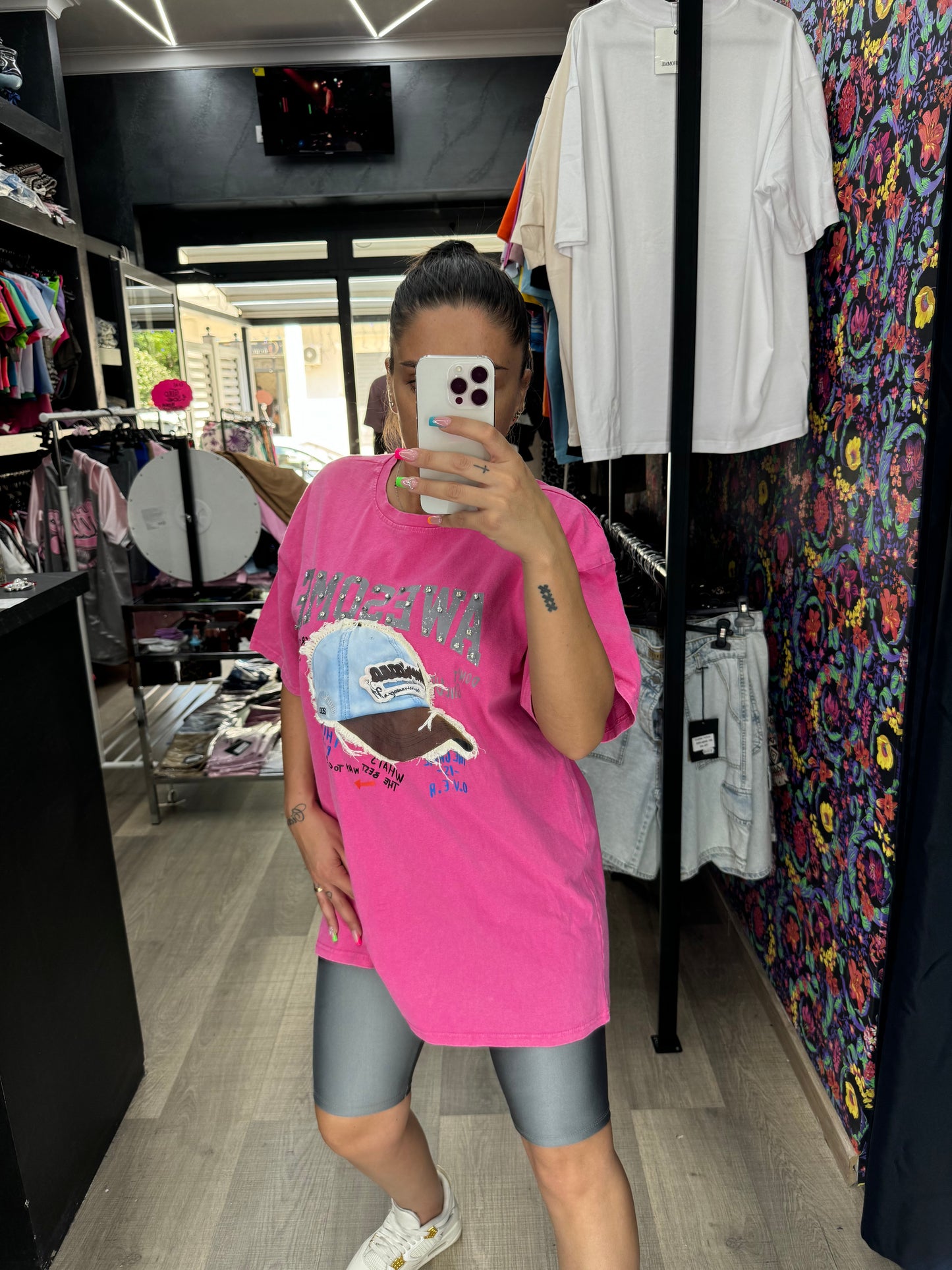 T shirt over pink