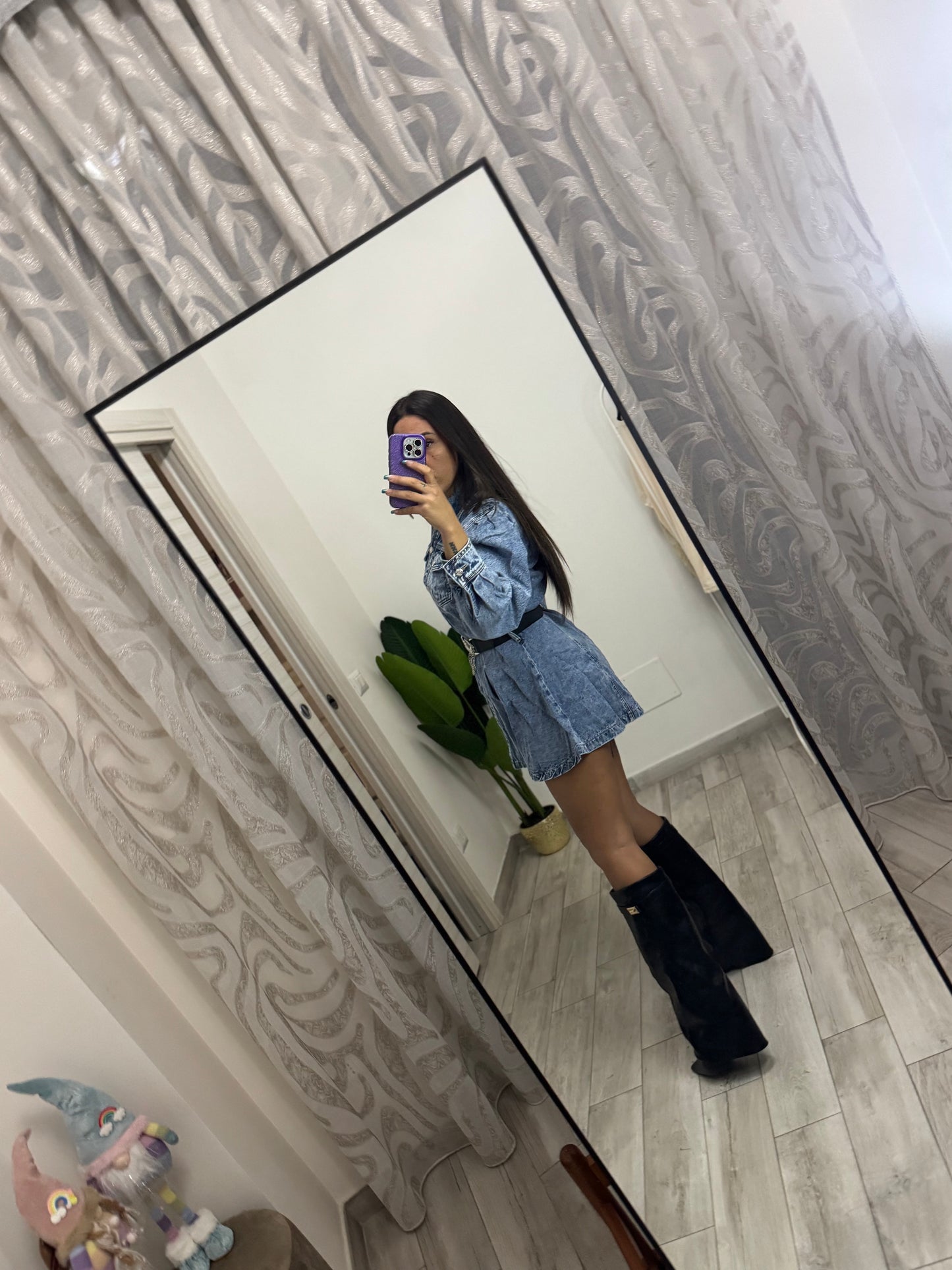 Vestito in denim con cintura