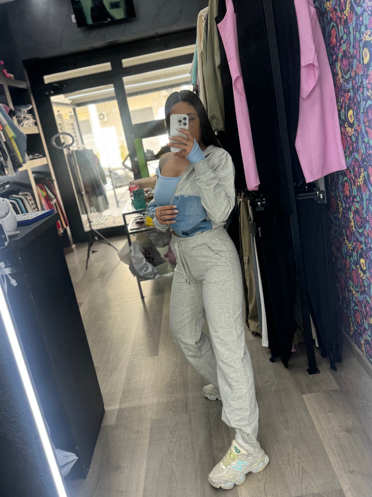 Tuta denim zip