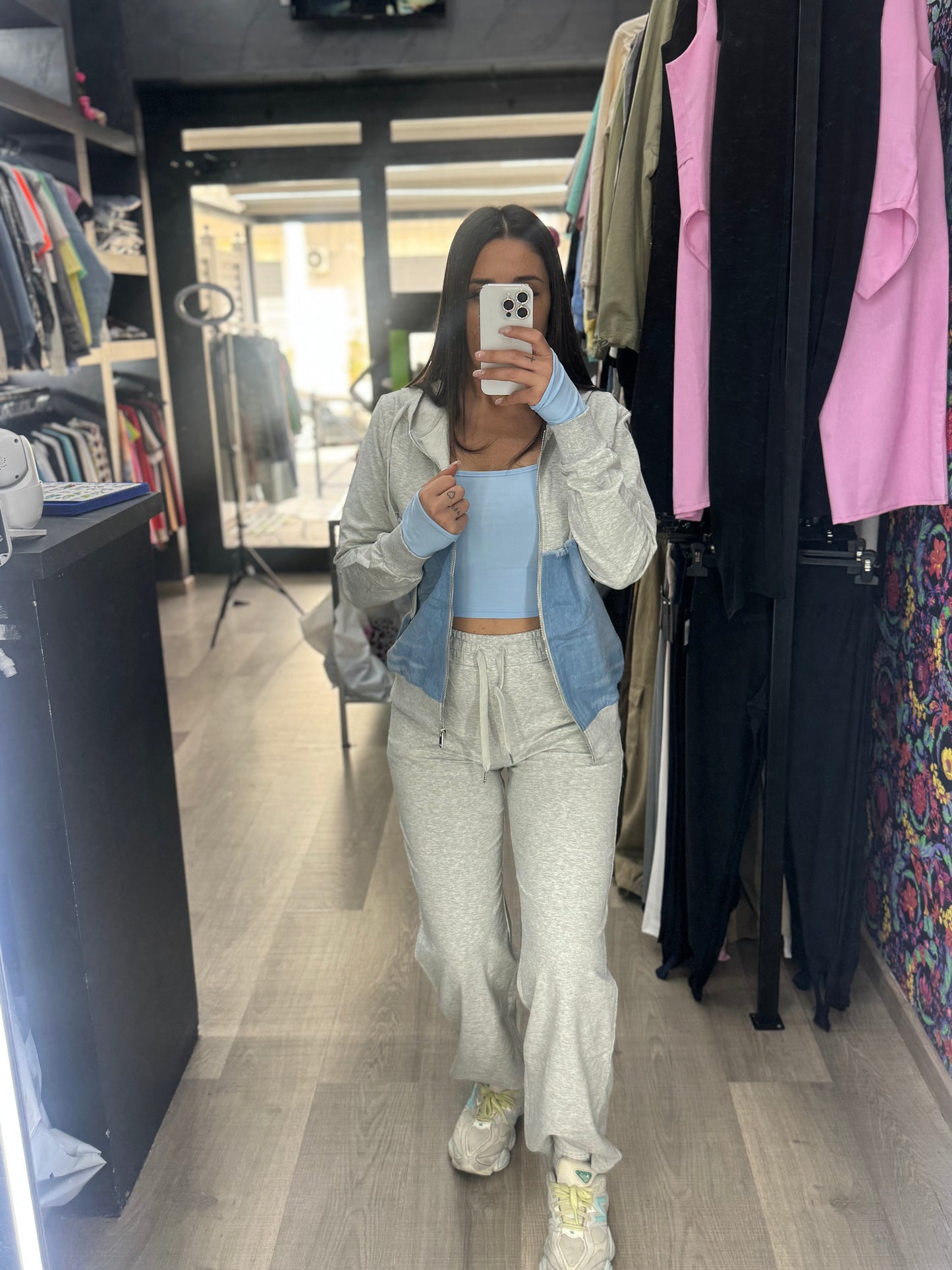 Tuta denim zip