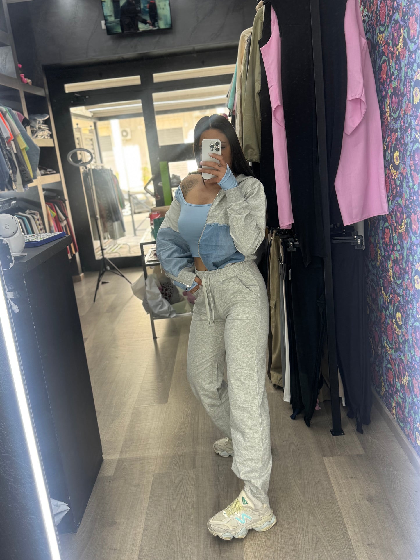 Tuta denim zip