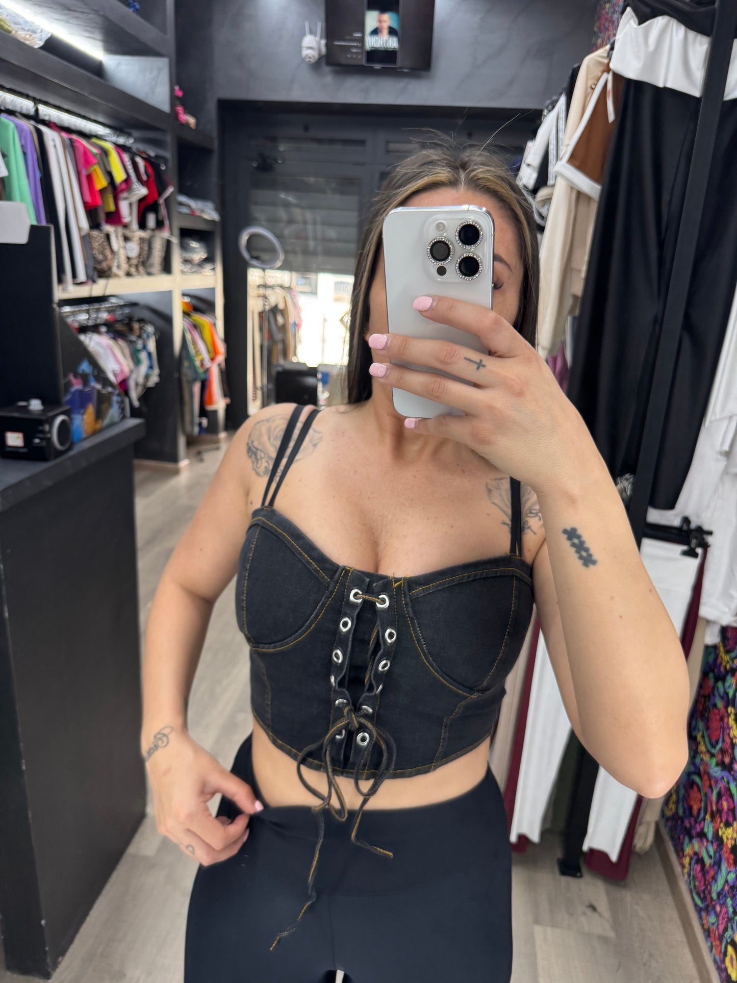 Corsetto in denim scuro 397