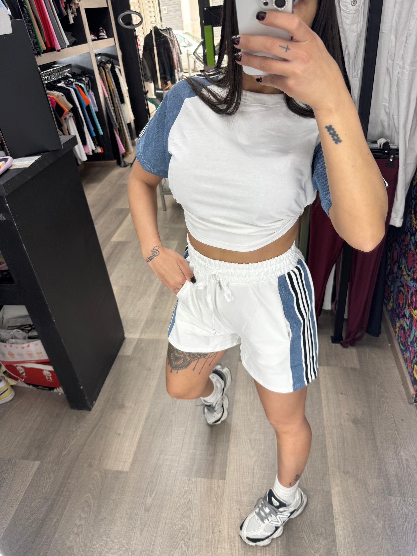 Coordinato denim bianco 116