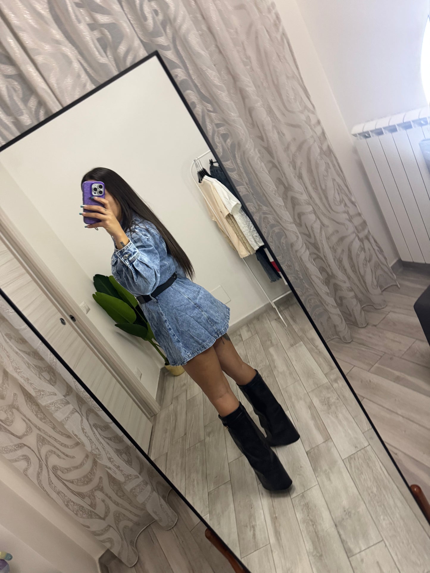Vestito in denim con cintura