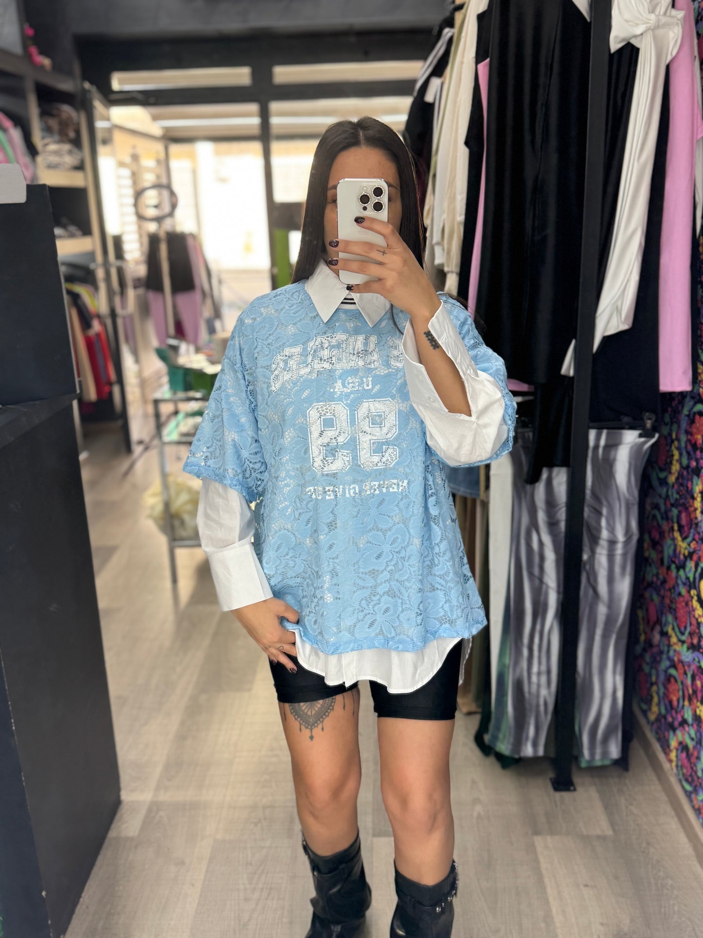 Maxi maglia los angeles con camicia 31